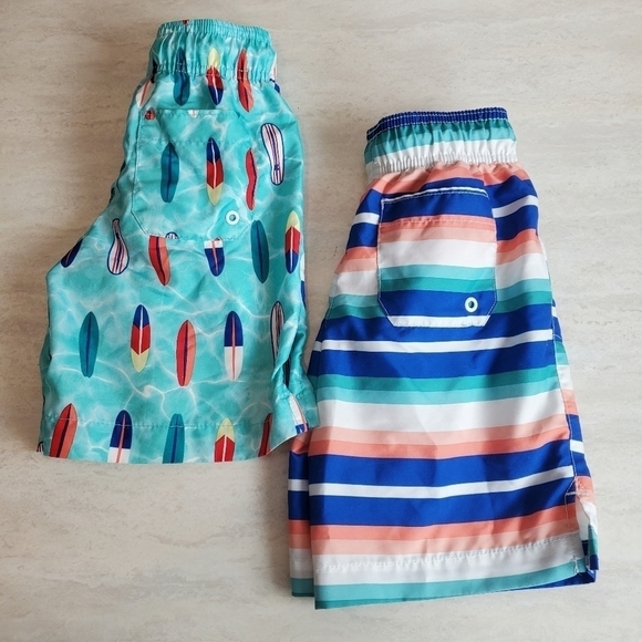 PLACE Sport Swim‎ Trunks Lot of 2 Boys Small 5/6 Beach Surfboard Stripes Blue - Picture 6 of 6